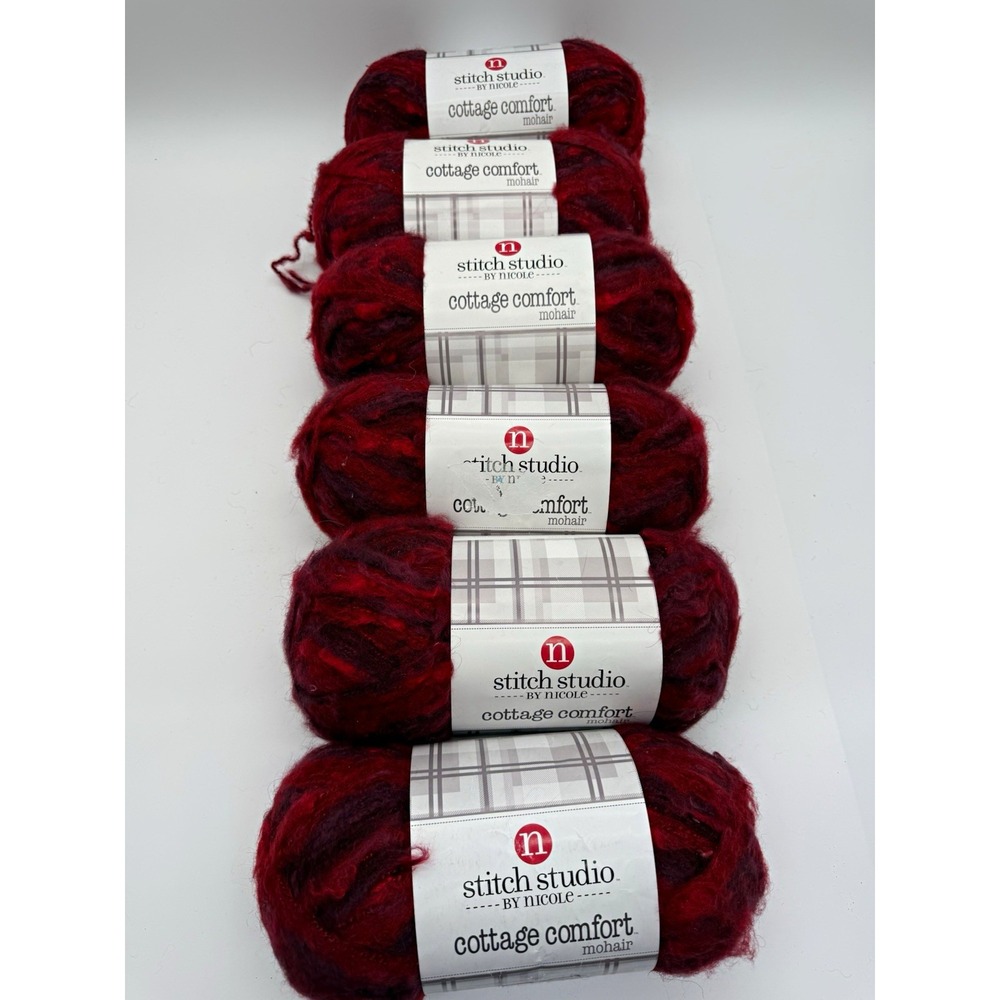 Stitch Studio by Nicole Cottage Comfort Mohair Bulky Yarn Lot Red/Burgundy x6